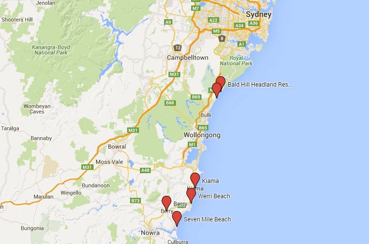 Map of the South Coast of NSW