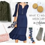 What to wear in Melbourne in autumn - navy dress, khaki jacket