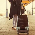 Girl pulling suitcase